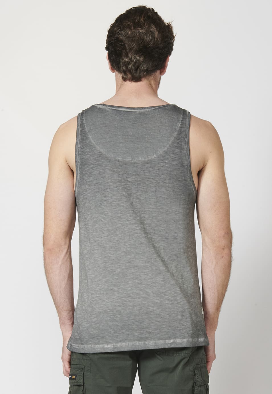 Camiseta de Tirantes Hombre Efecto Desgastado Estampado Surfero – Koroshi Gris