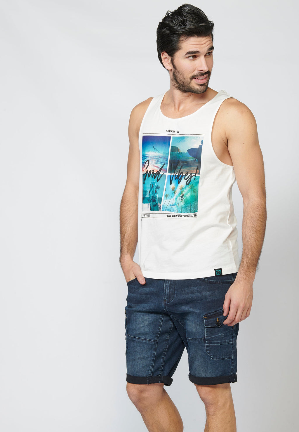 Camiseta de Tirantes Hombre Estampado Surfero – Koroshi 2211MS06