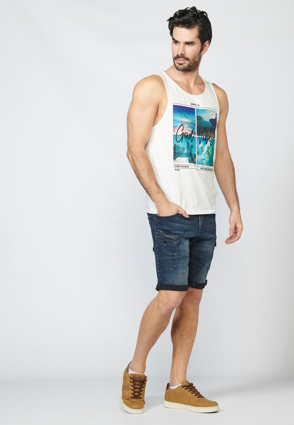 Camiseta de Tirantes Hombre Estampado Surfero – Koroshi 2211MS06