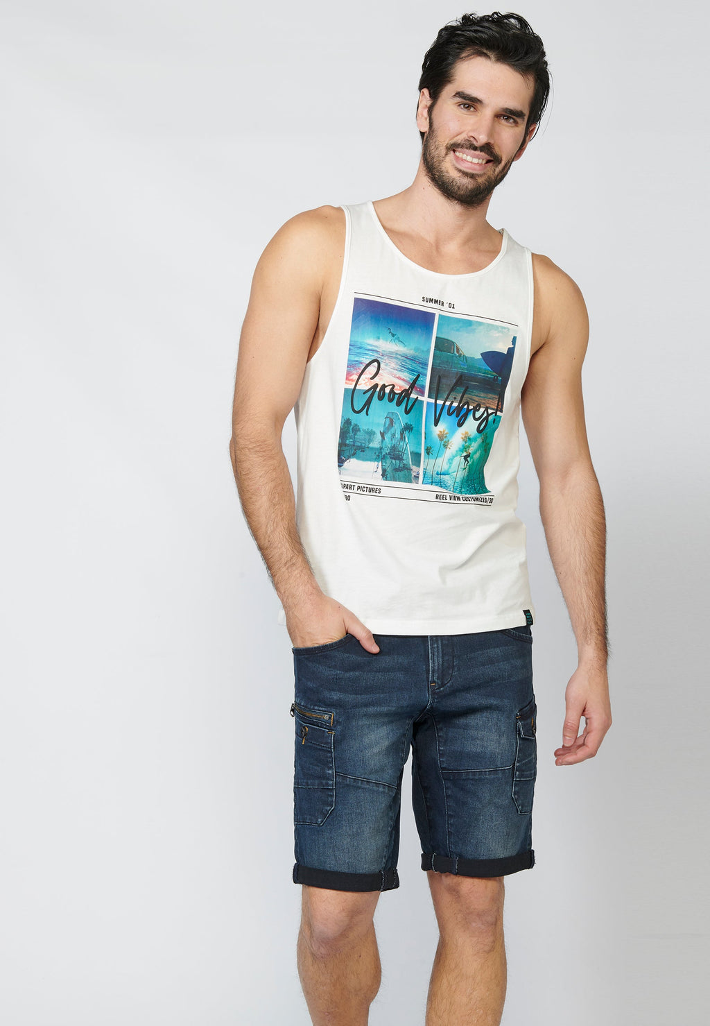 Camiseta de Tirantes Hombre Estampado Surfero – Koroshi 2211MS06