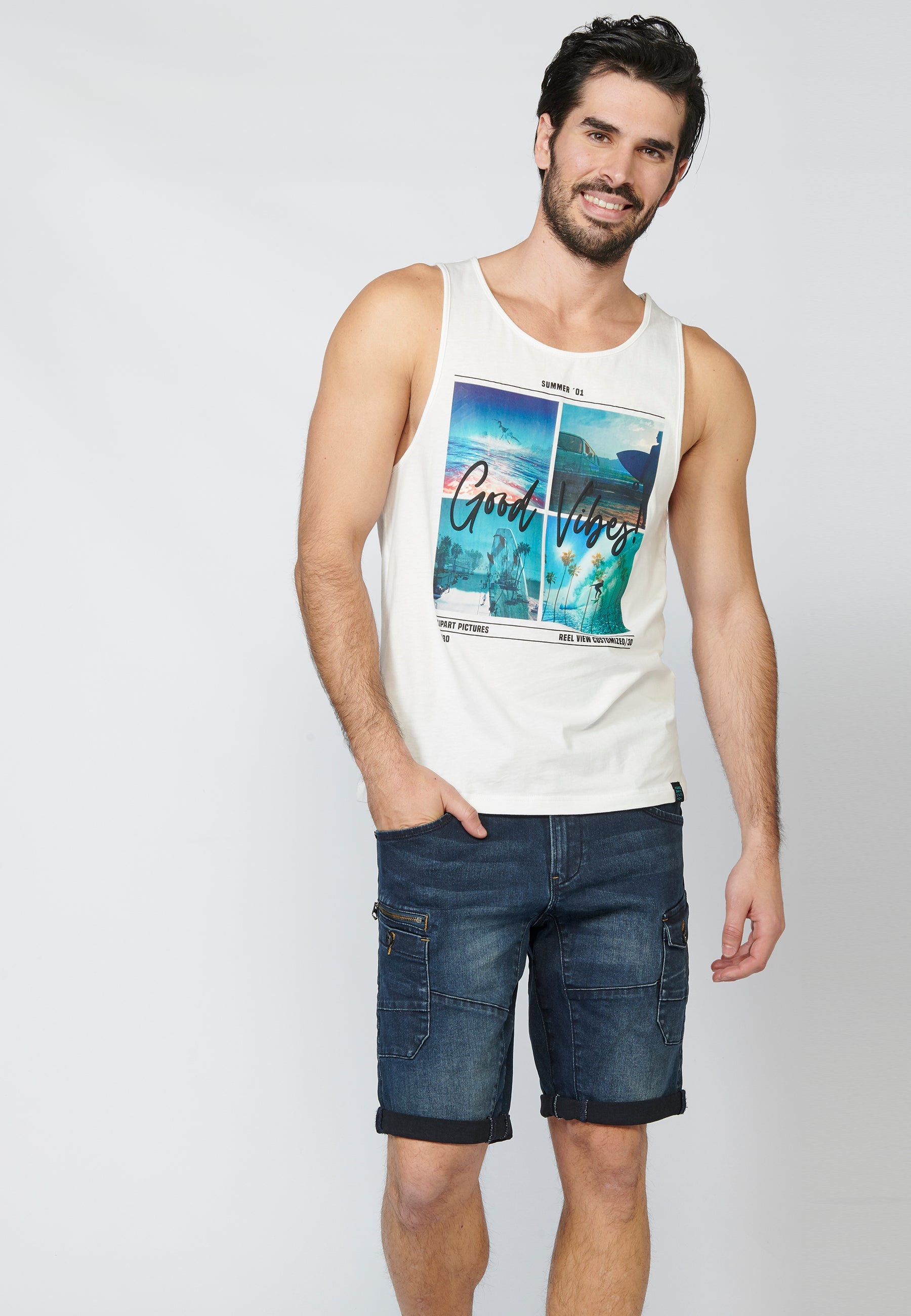 Camiseta de Tirantes Hombre Estampado Surfero – Koroshi 2211MS06