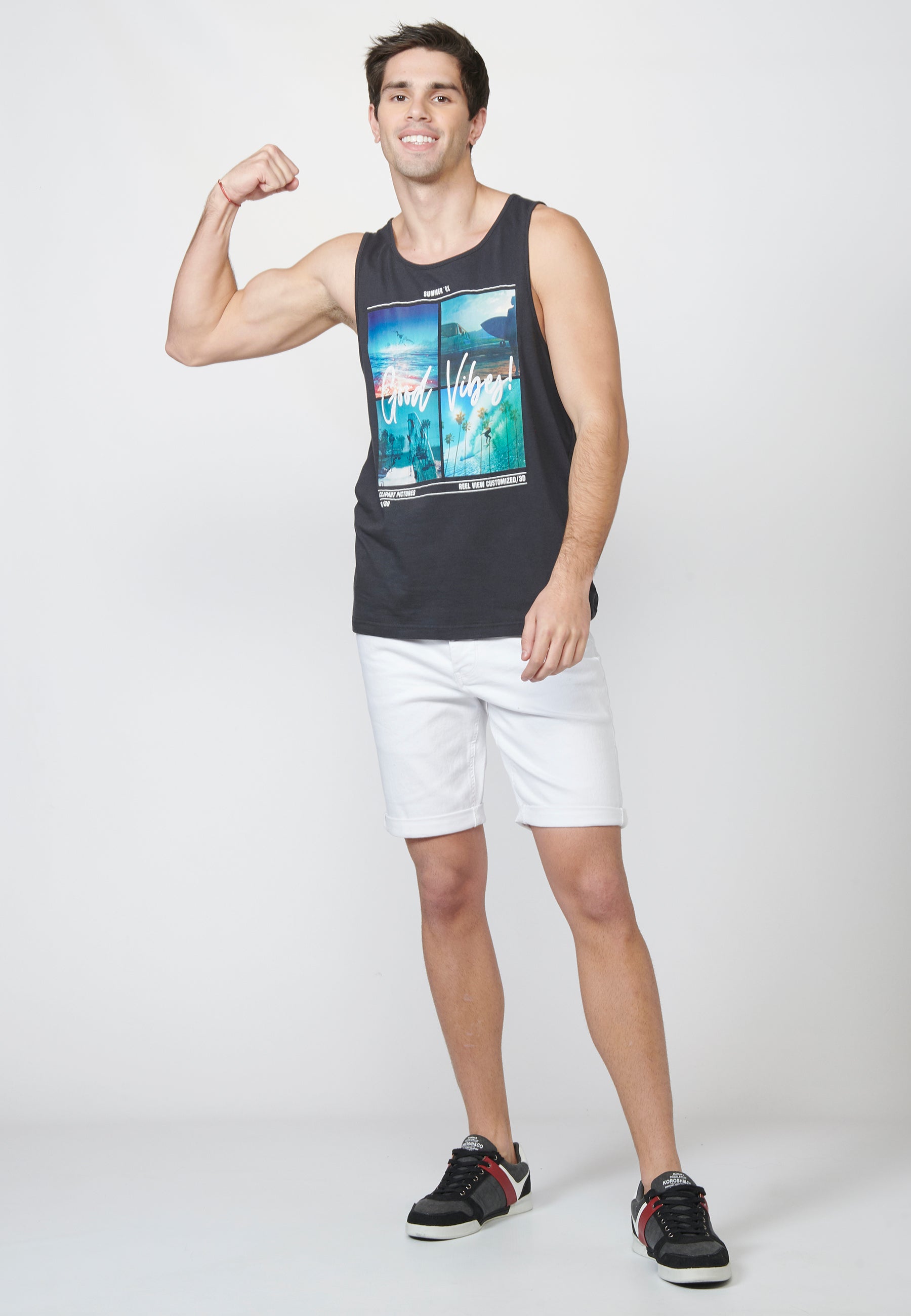 Camiseta de Tirantes Hombre Estampado Surfero – Koroshi 2211MS06