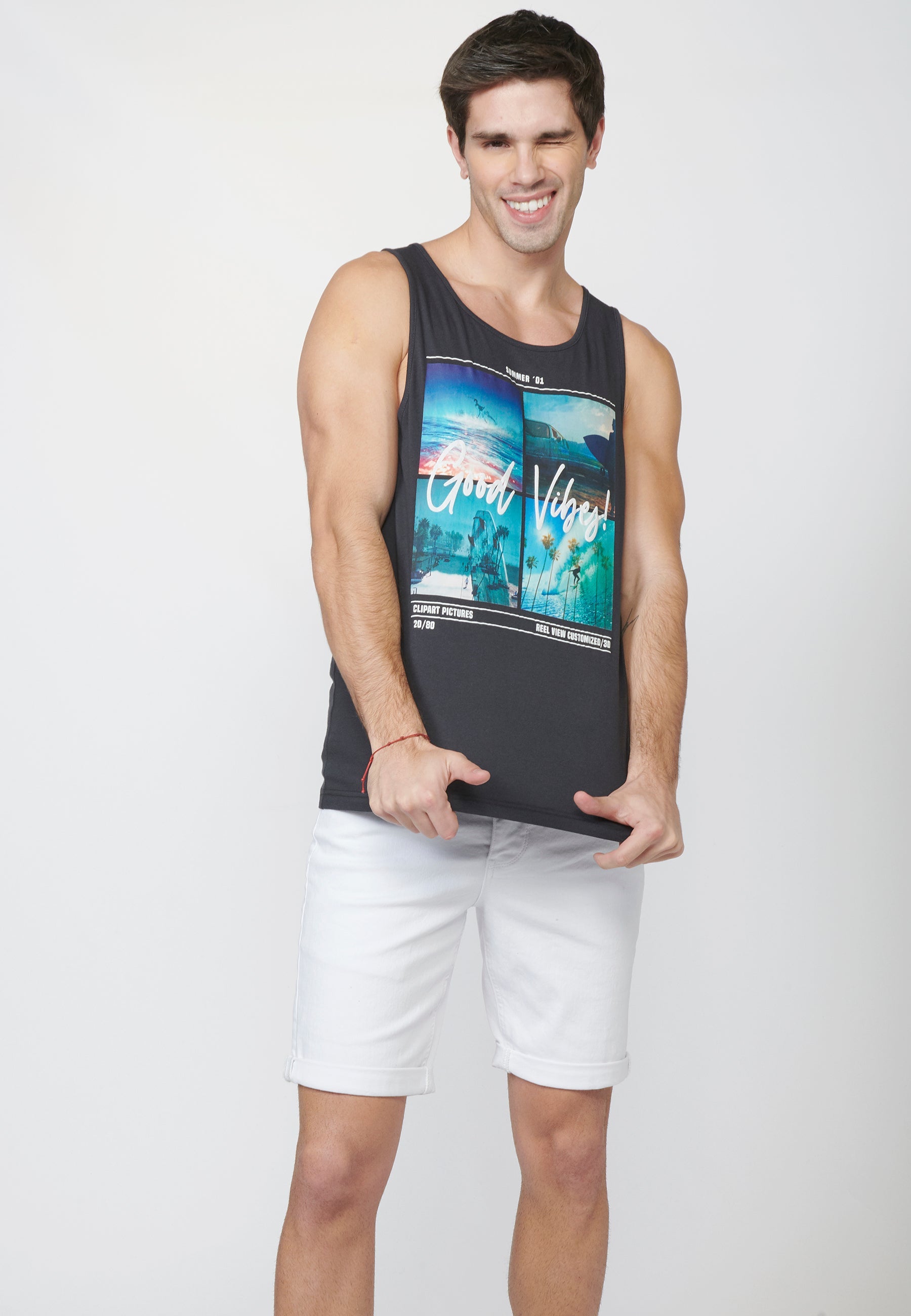 Camiseta de Tirantes Hombre Estampado Surfero – Koroshi 2211MS06