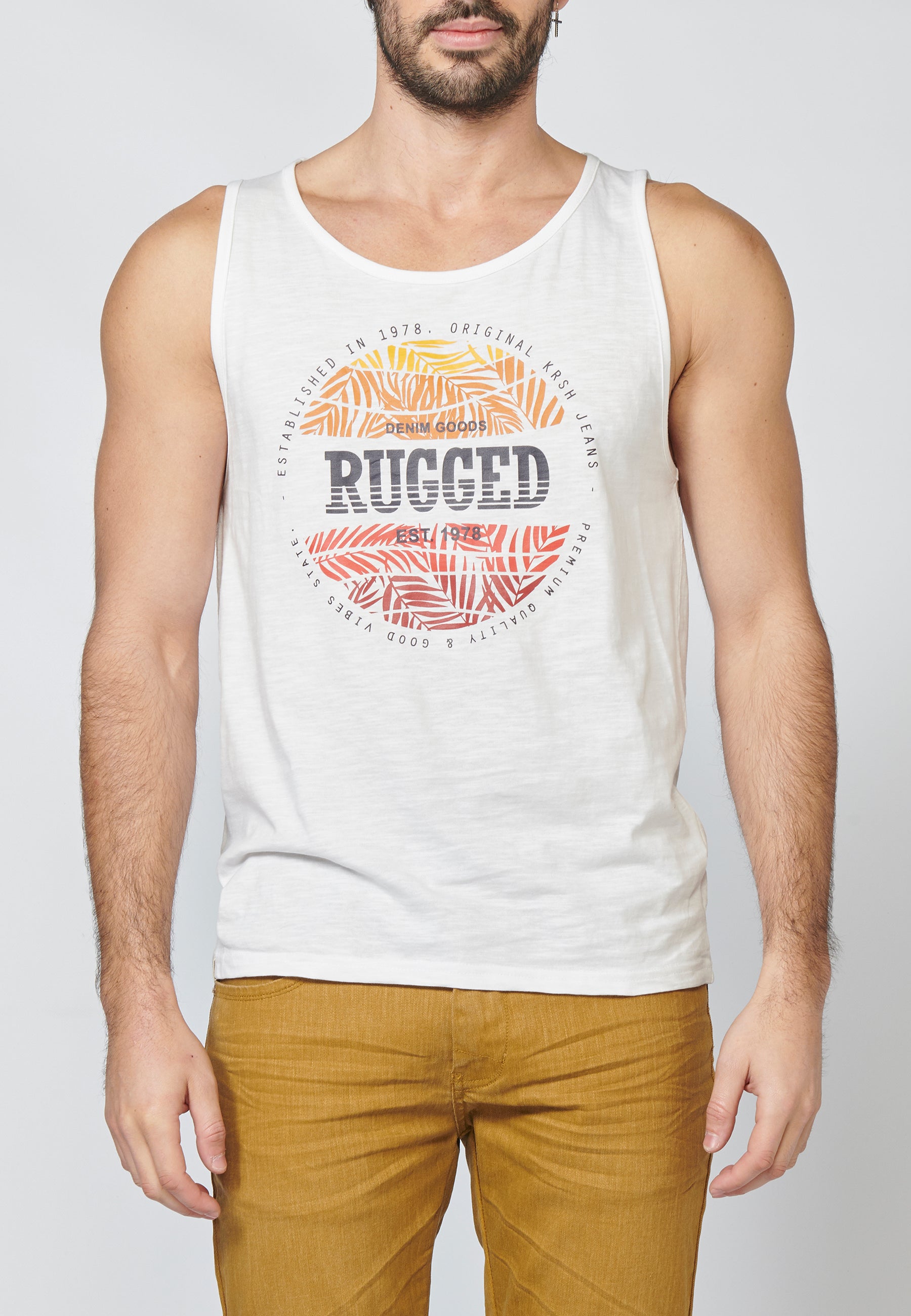 Camiseta de Tirantes Hombre Estampado Surfero Delantero – Koroshi 2211MS19