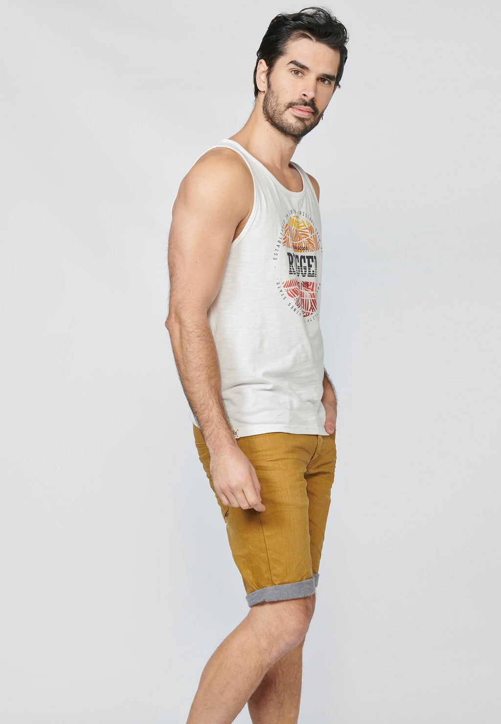 Camiseta de Tirantes Hombre Estampado Surfero Delantero – Koroshi 2211MS19