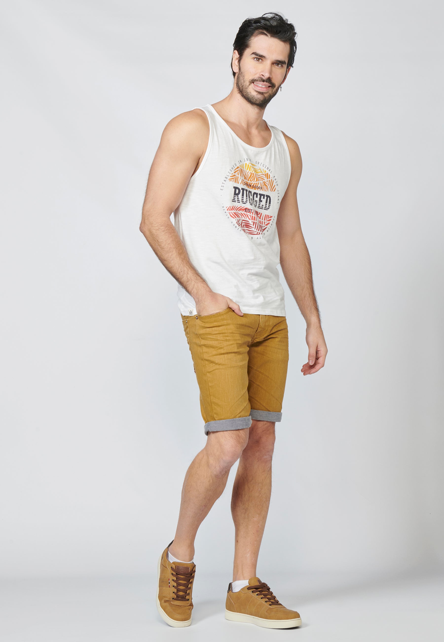 Camiseta de Tirantes Hombre Estampado Surfero Delantero – Koroshi 2211MS19