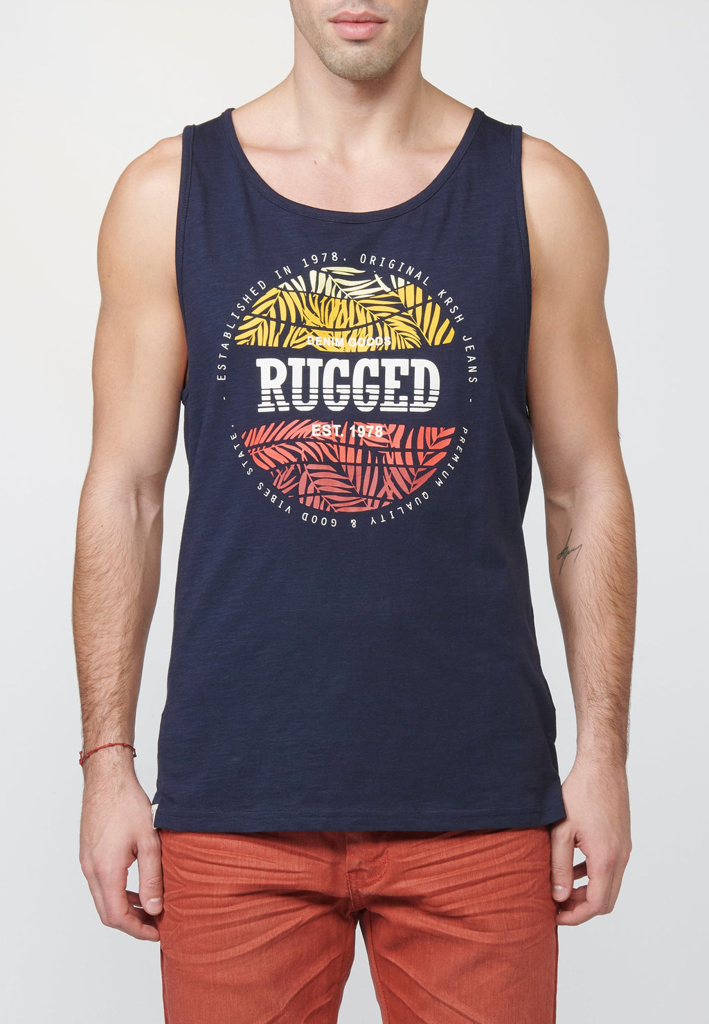 Camiseta de Tirantes Hombre Estampado Surfero Delantero – Koroshi 2211MS19