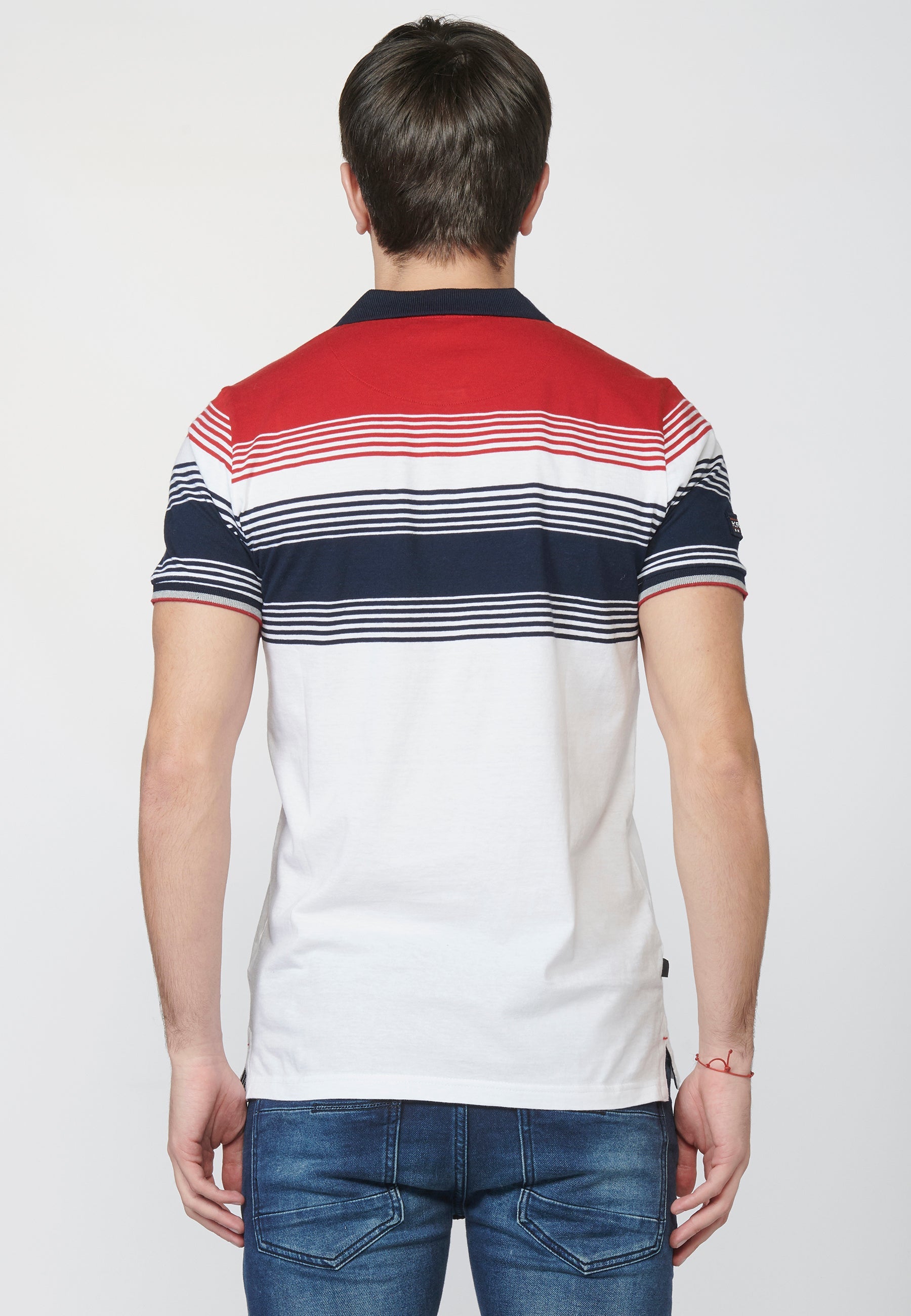Polo Hombre Manga Corta Rayas y Estampado Delantero – Koroshi 2211PC07