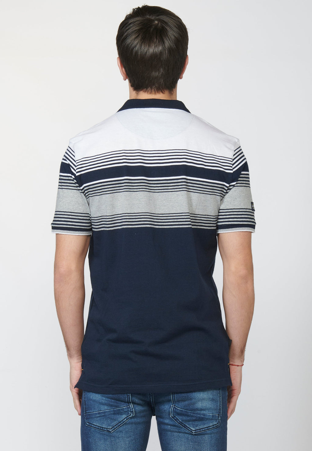 Polo Hombre Manga Corta Rayas y Estampado Delantero – Koroshi 2211PC07