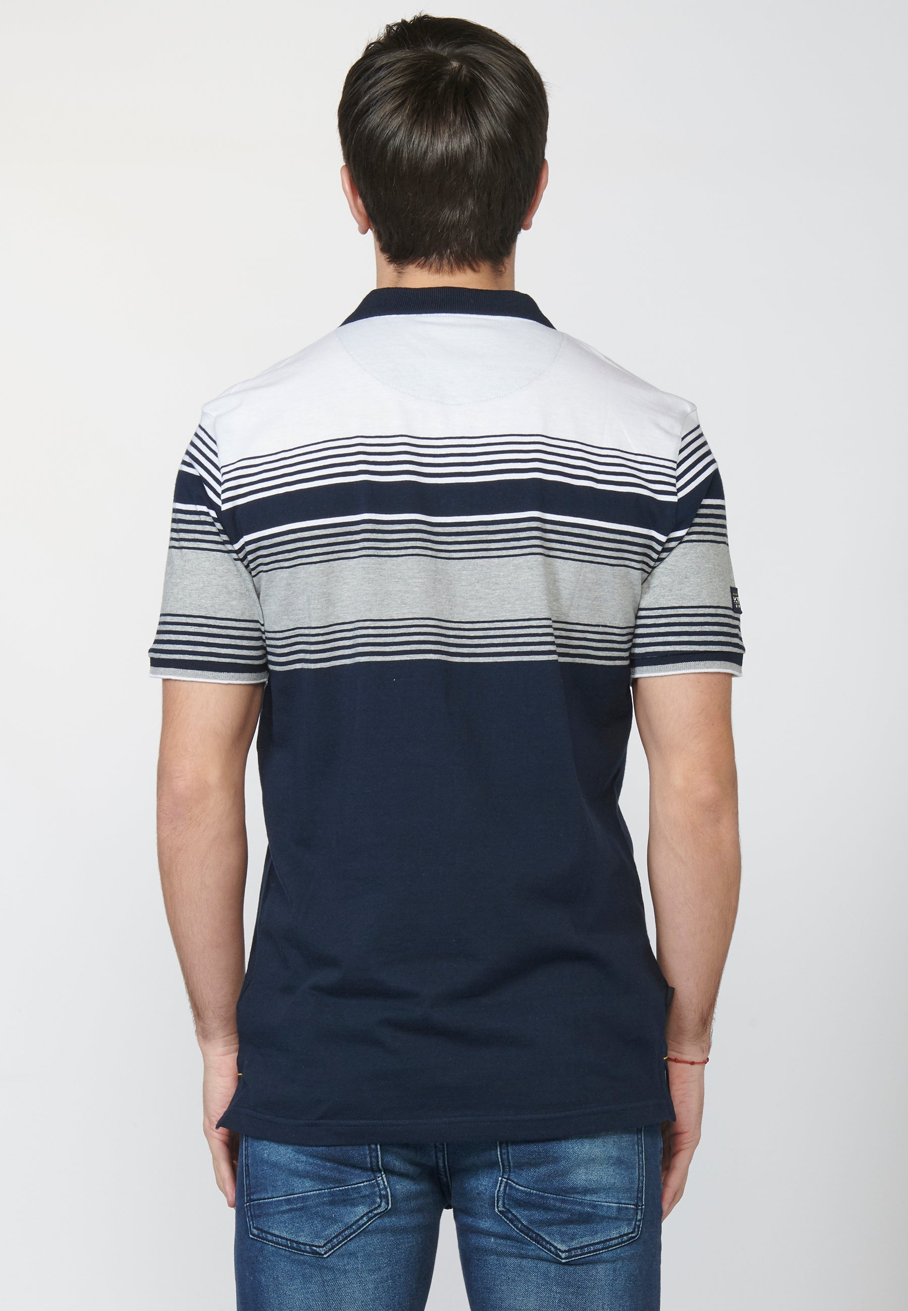 Polo Hombre Manga Corta Rayas y Estampado Delantero – Koroshi 2211PC07