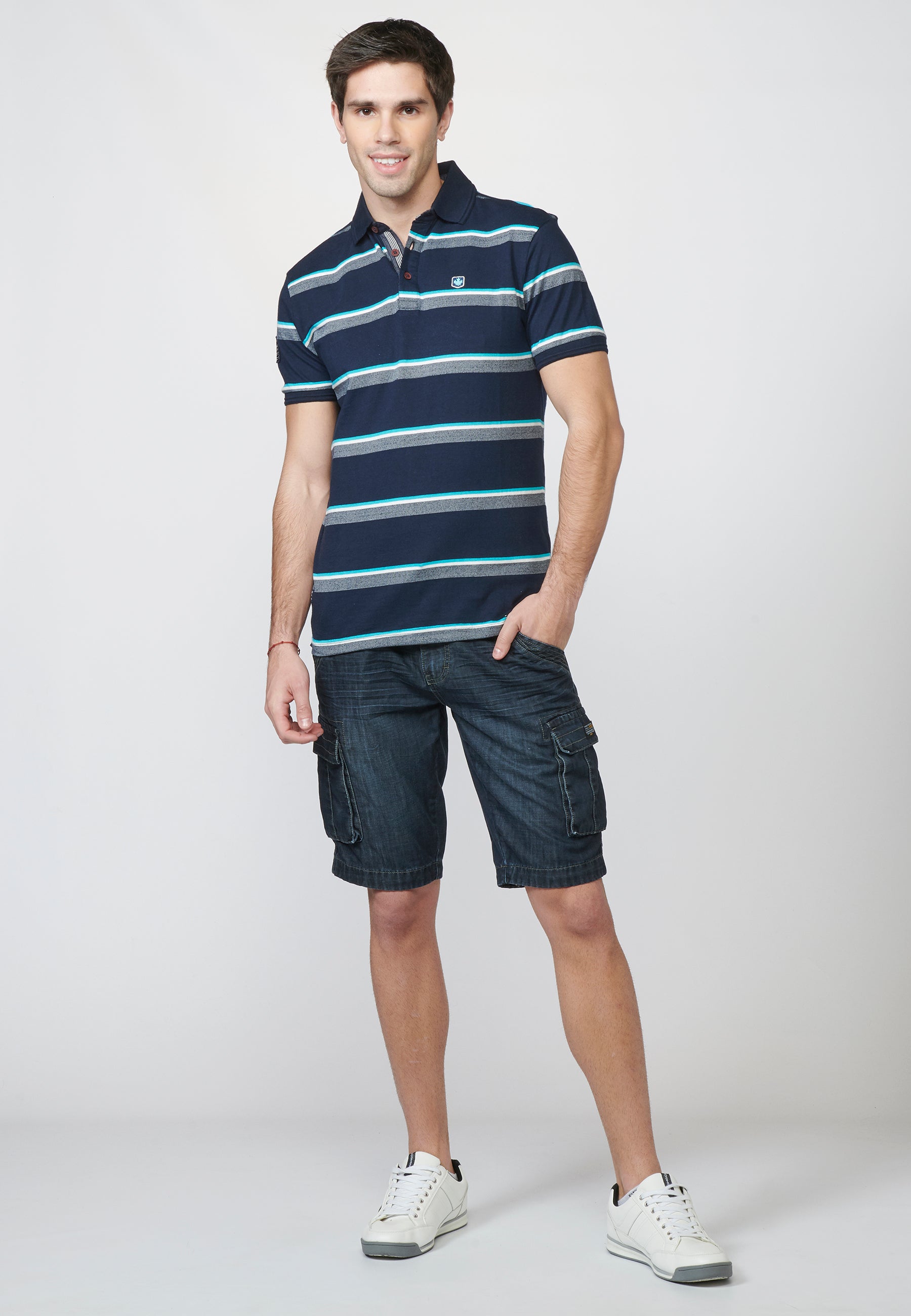 Polo Hombre Manga Corta Rayas Cuello Camisero – Koroshi 2211PC08