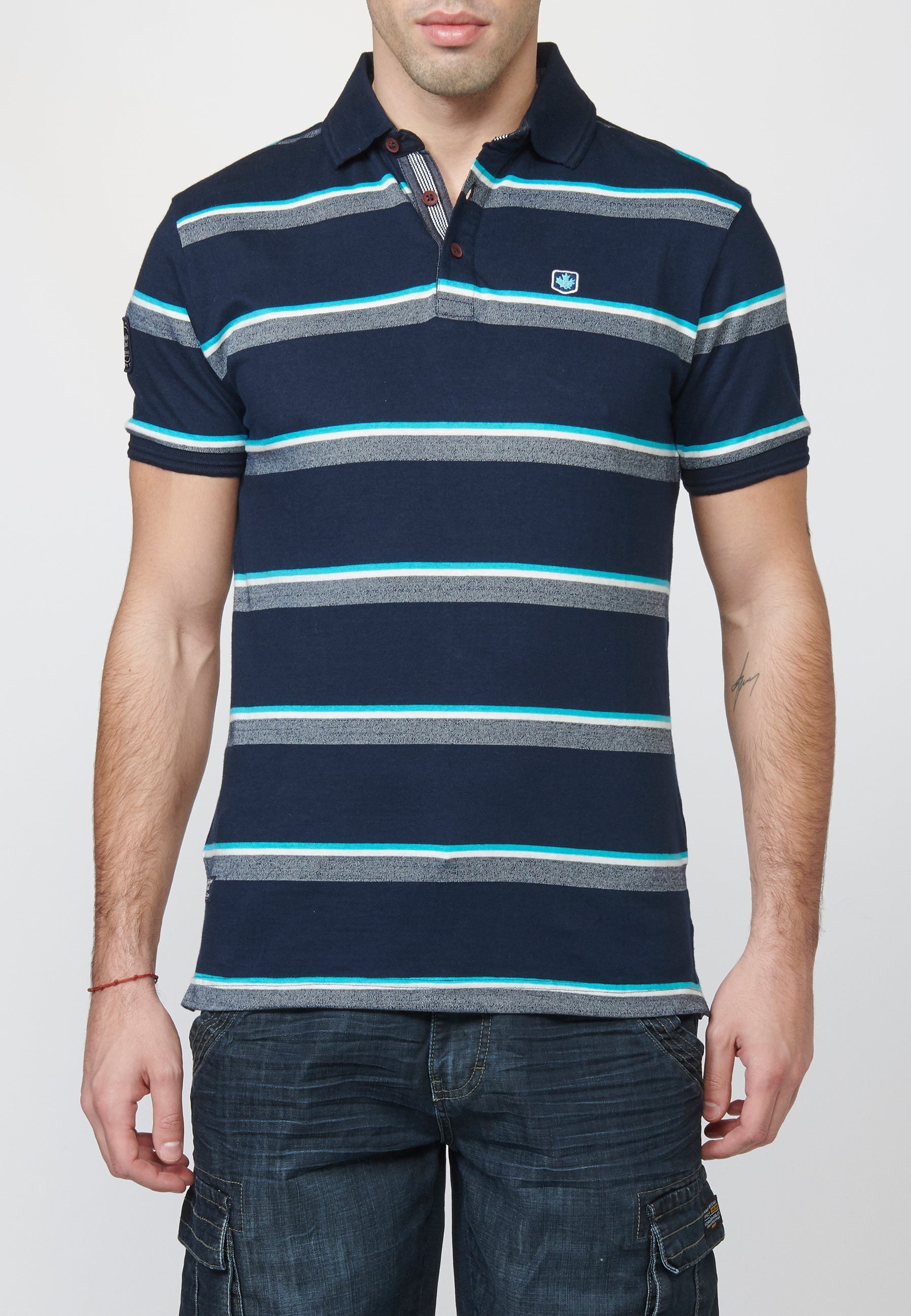 Polo Hombre Manga Corta Rayas Cuello Camisero – Koroshi 2211PC08