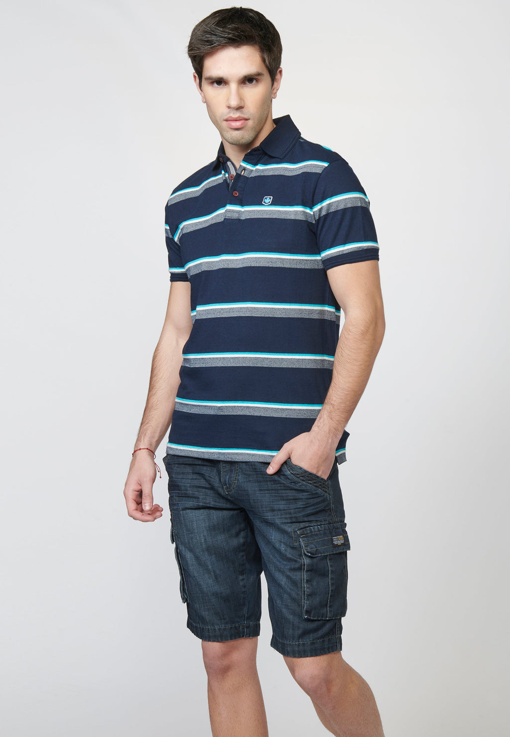 Polo Hombre Manga Corta Rayas Cuello Camisero – Koroshi 2211PC08