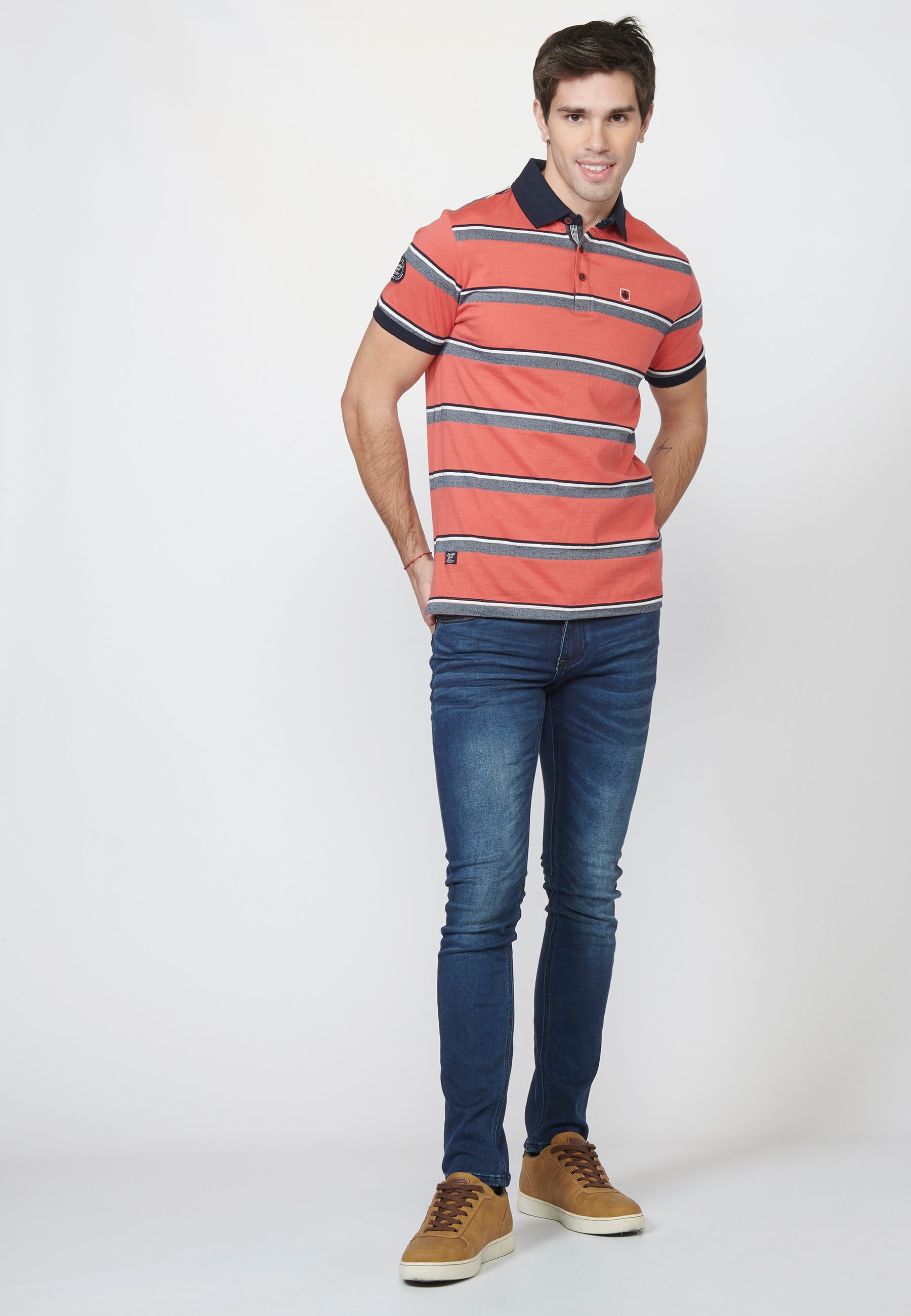 Polo Hombre Manga Corta Rayas Cuello Camisero – Koroshi 2211PC08