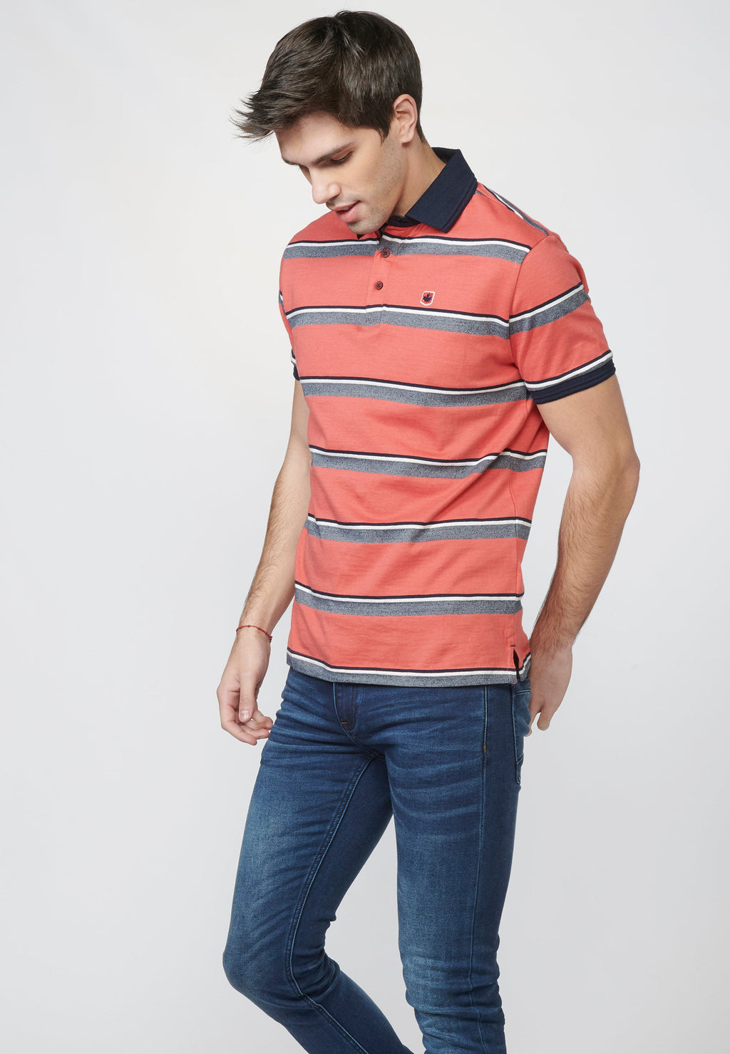 Polo Hombre Manga Corta Rayas Cuello Camisero – Koroshi 2211PC08