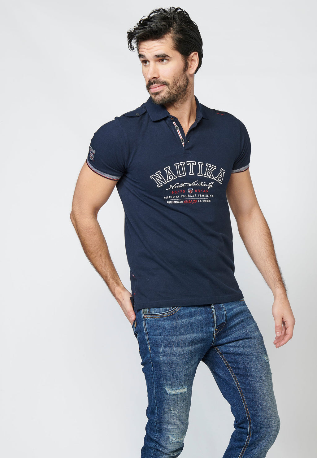 Polo Piqué Hombre Manga Corta Bordado Náutico – Koroshi 2211PC24