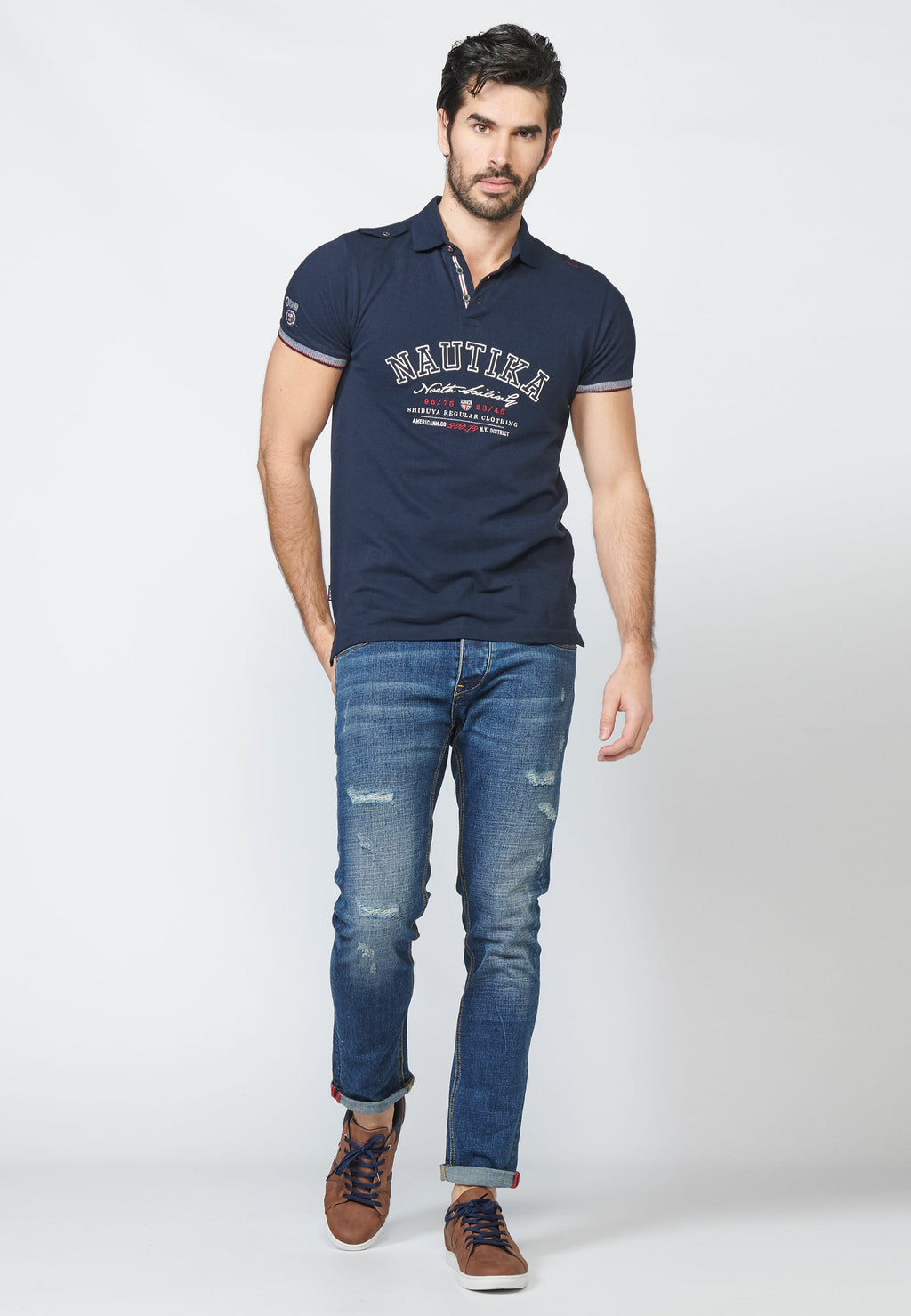 Polo Piqué Hombre Manga Corta Bordado Náutico – Koroshi 2211PC24