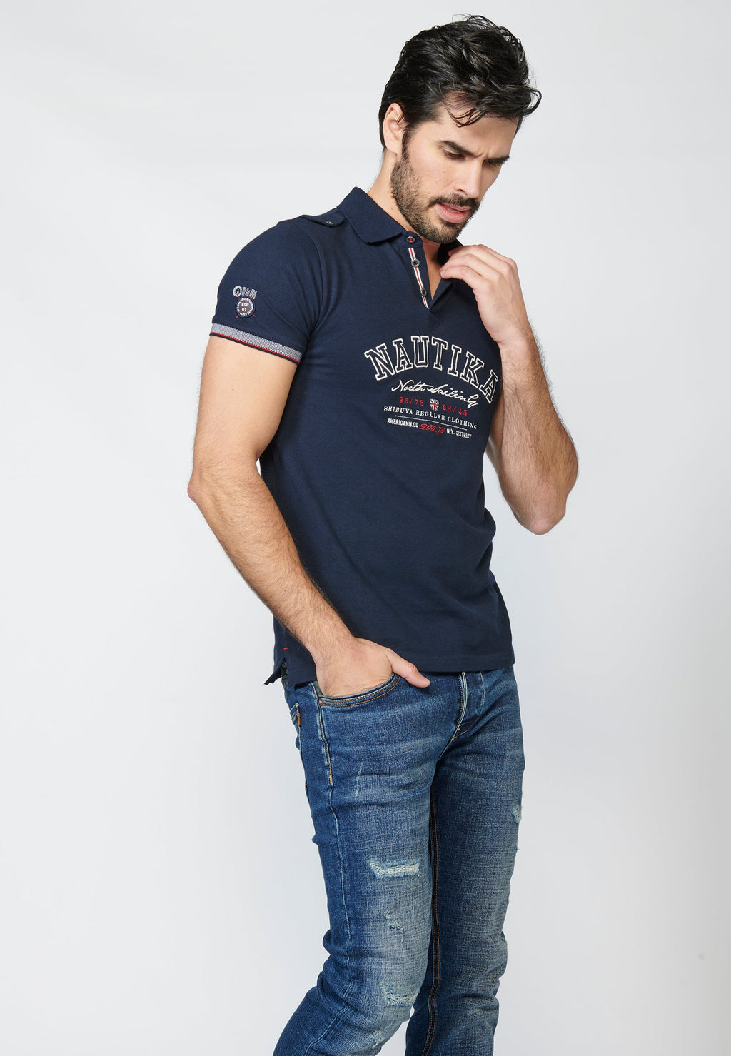 Polo Piqué Hombre Manga Corta Bordado Náutico – Koroshi 2211PC24