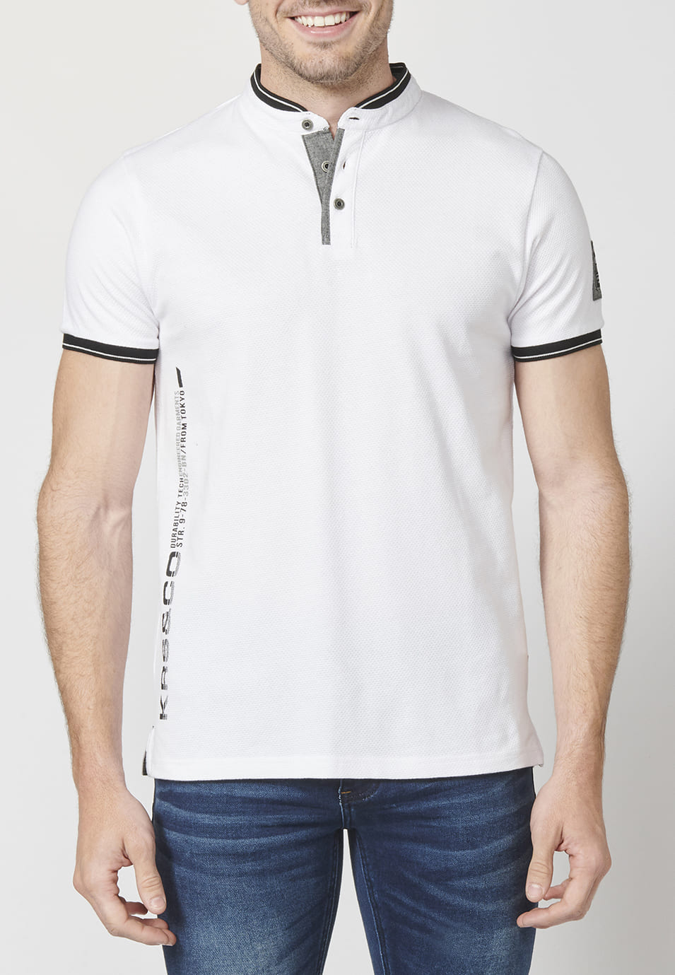 Polo Piqué Hombre Cuello Mao Estampado Lateral – Koroshi 2211PC26