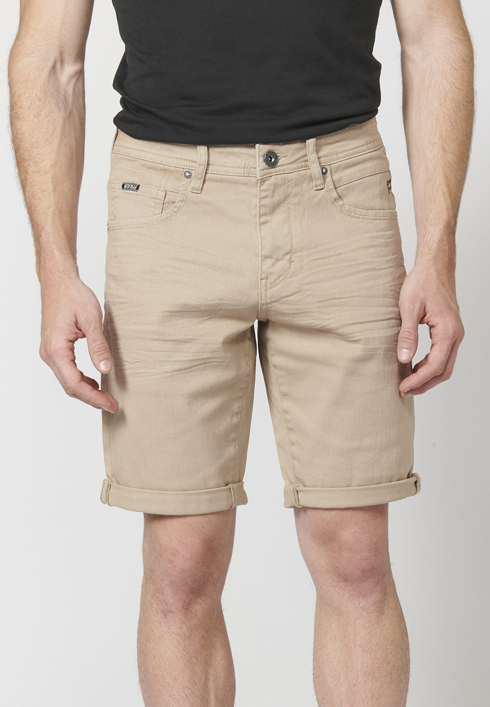 Bermuda Hombre Algodón Regular 5 Bolsillos con Vuelta – Koroshi 2211PS01