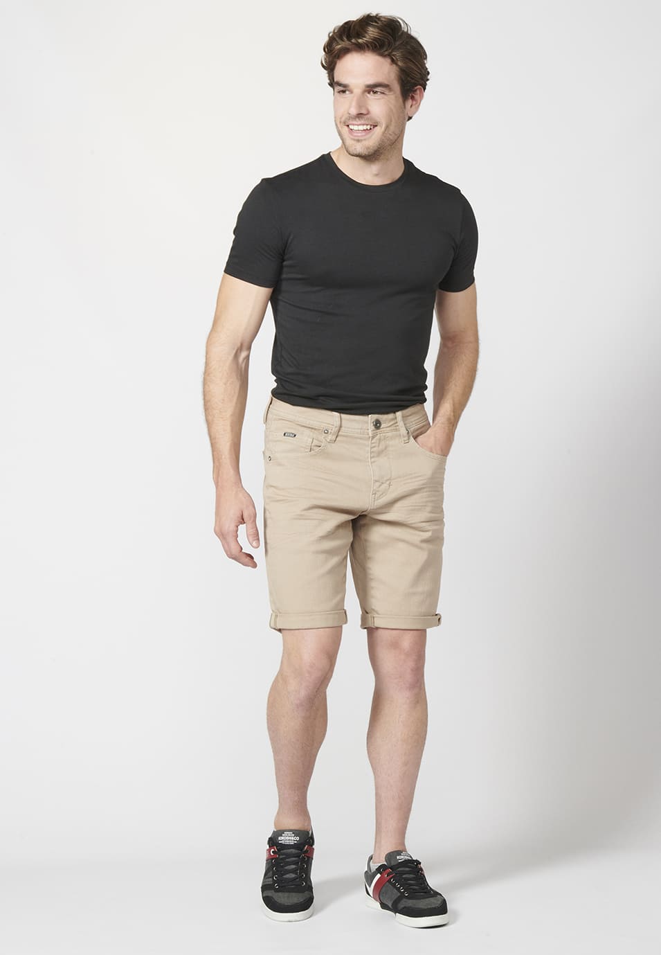 Bermuda Hombre Algodón Regular 5 Bolsillos con Vuelta – Koroshi 2211PS01