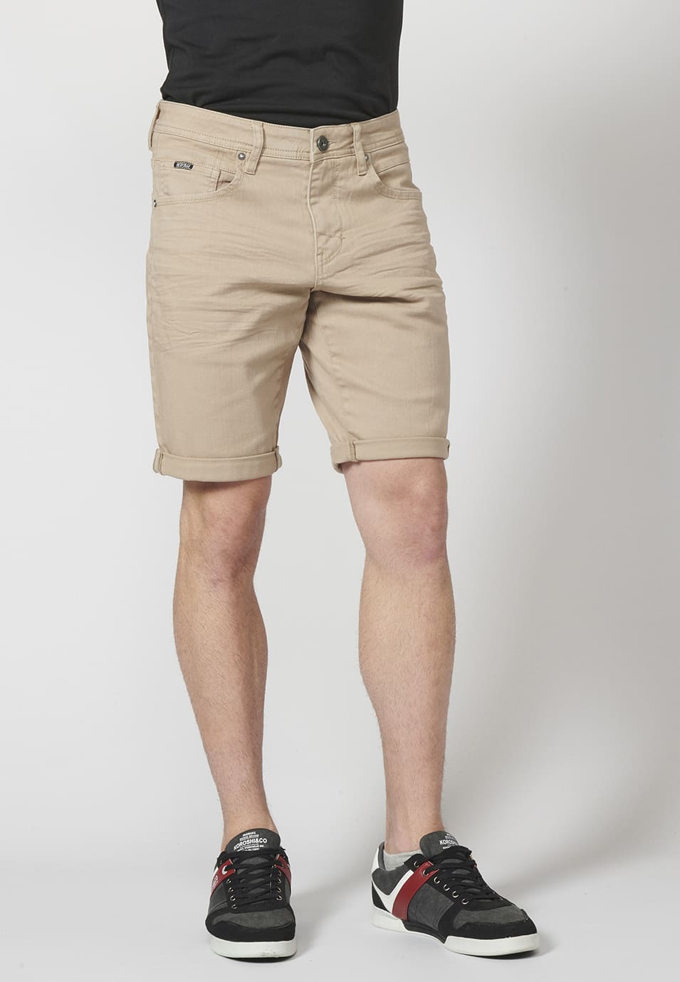 Bermuda Hombre Algodón Regular 5 Bolsillos con Vuelta – Koroshi 2211PS01