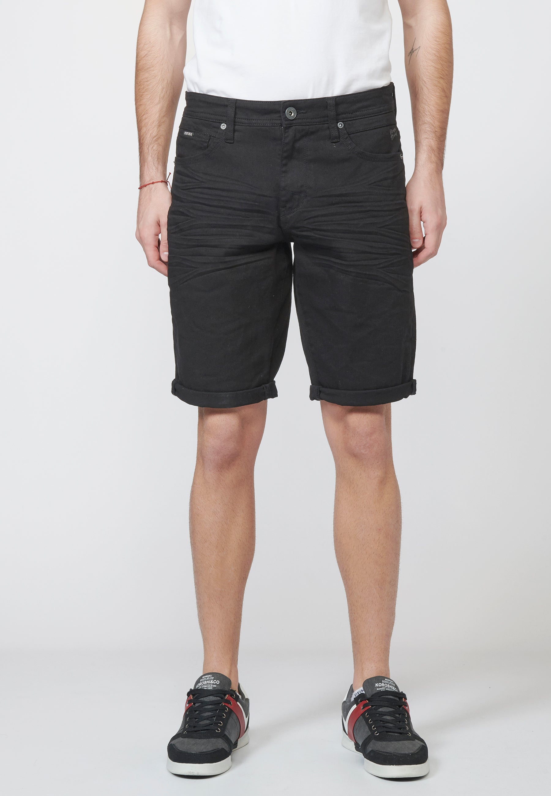 Bermuda Hombre Algodón Regular 5 Bolsillos con Vuelta – Koroshi 2211PS01