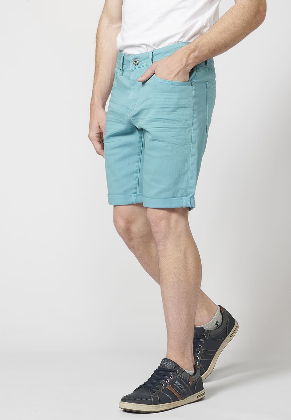 Bermuda Hombre Algodón Regular 5 Bolsillos con Vuelta – Koroshi 2211PS01