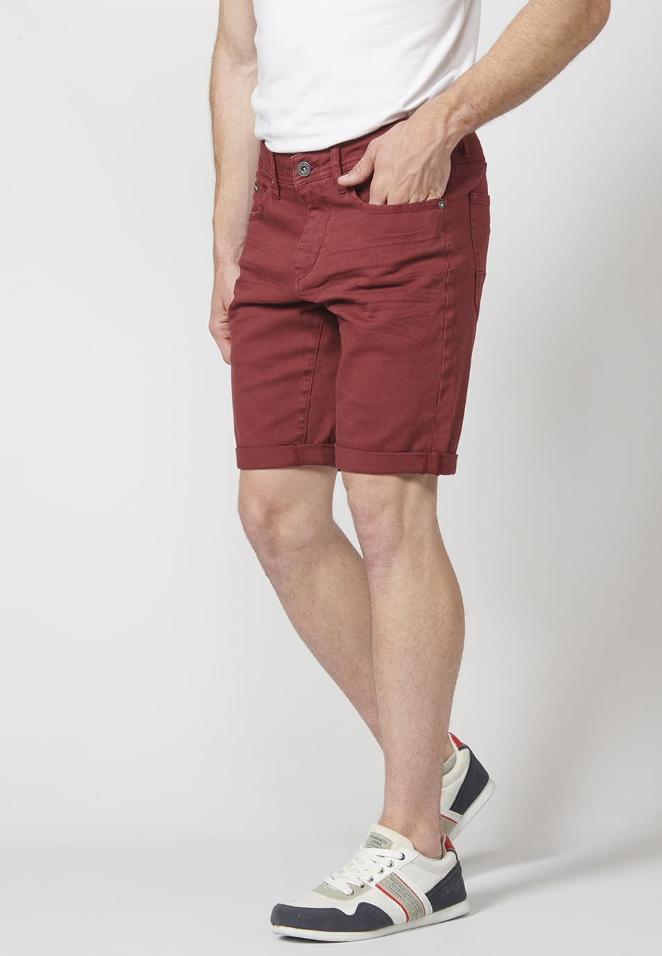 Bermuda Hombre Algodón Regular 5 Bolsillos con Vuelta – Koroshi 2211PS01