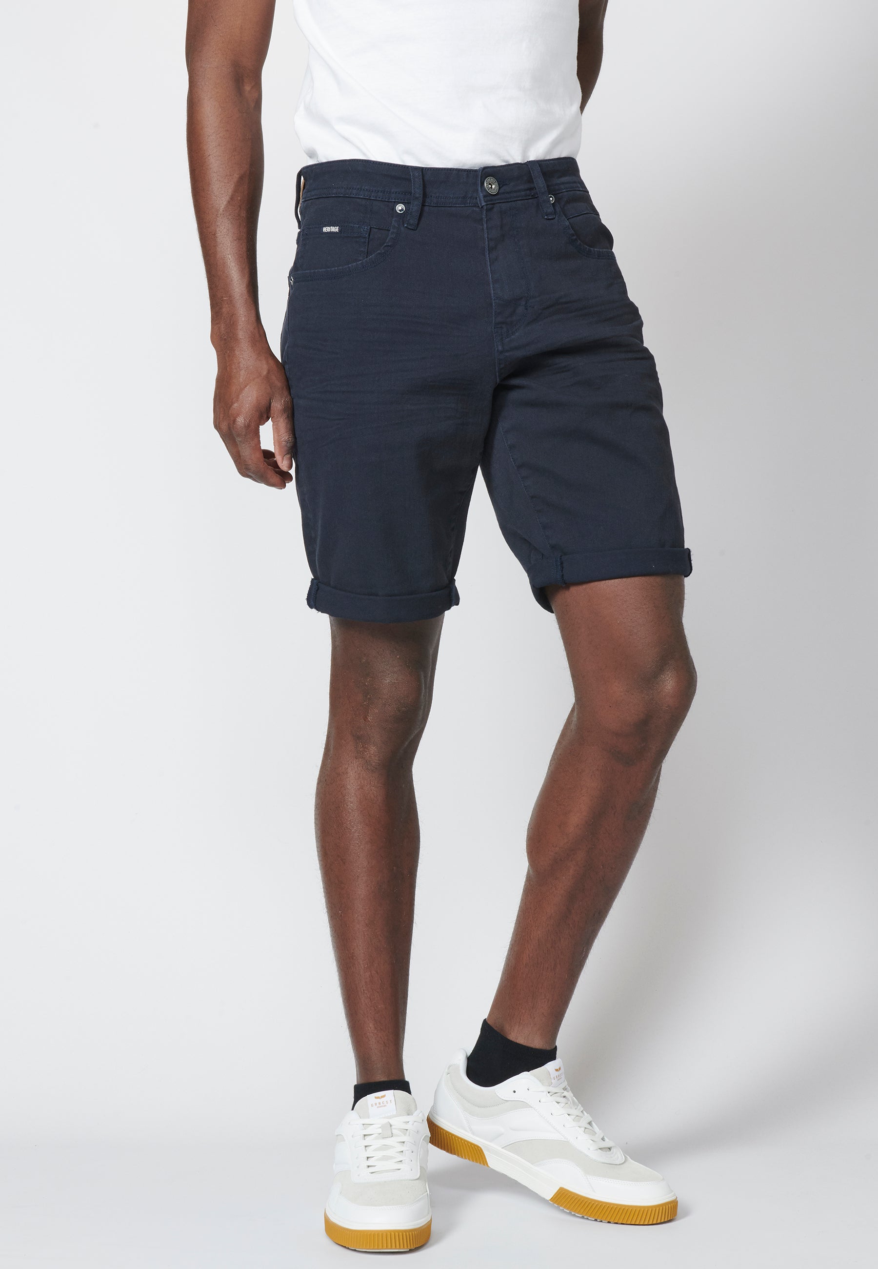 Bermuda Hombre Algodón Regular 5 Bolsillos con Vuelta – Koroshi 2211PS01