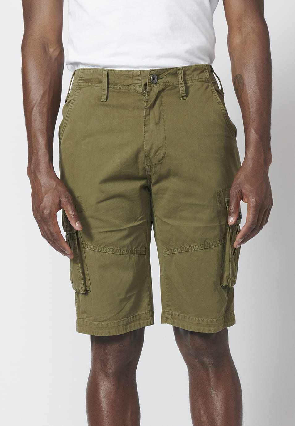 Bermuda Cargo de Algodón con Seis Bolsillos Hombre – Koroshi 2211PS11