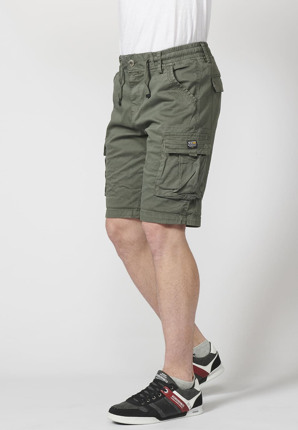 Bermuda Cargo Hombre 7 Bolsillos Cintura Elástica – Koroshi 2211PS12