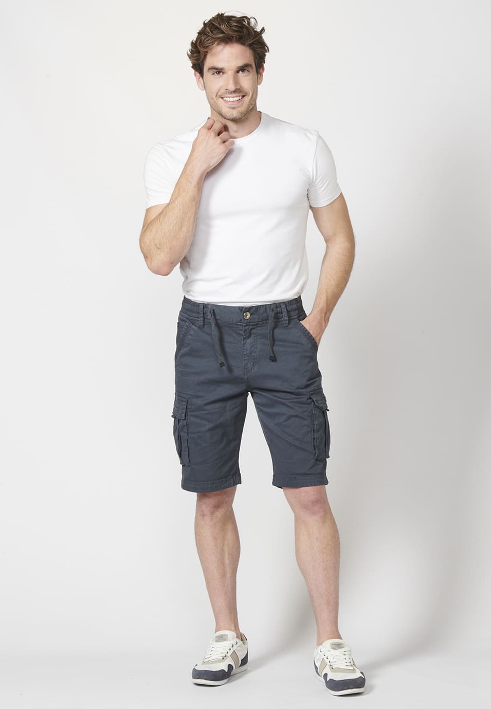 Bermuda Cargo Hombre 7 Bolsillos Cintura Elástica – Koroshi 2211PS12