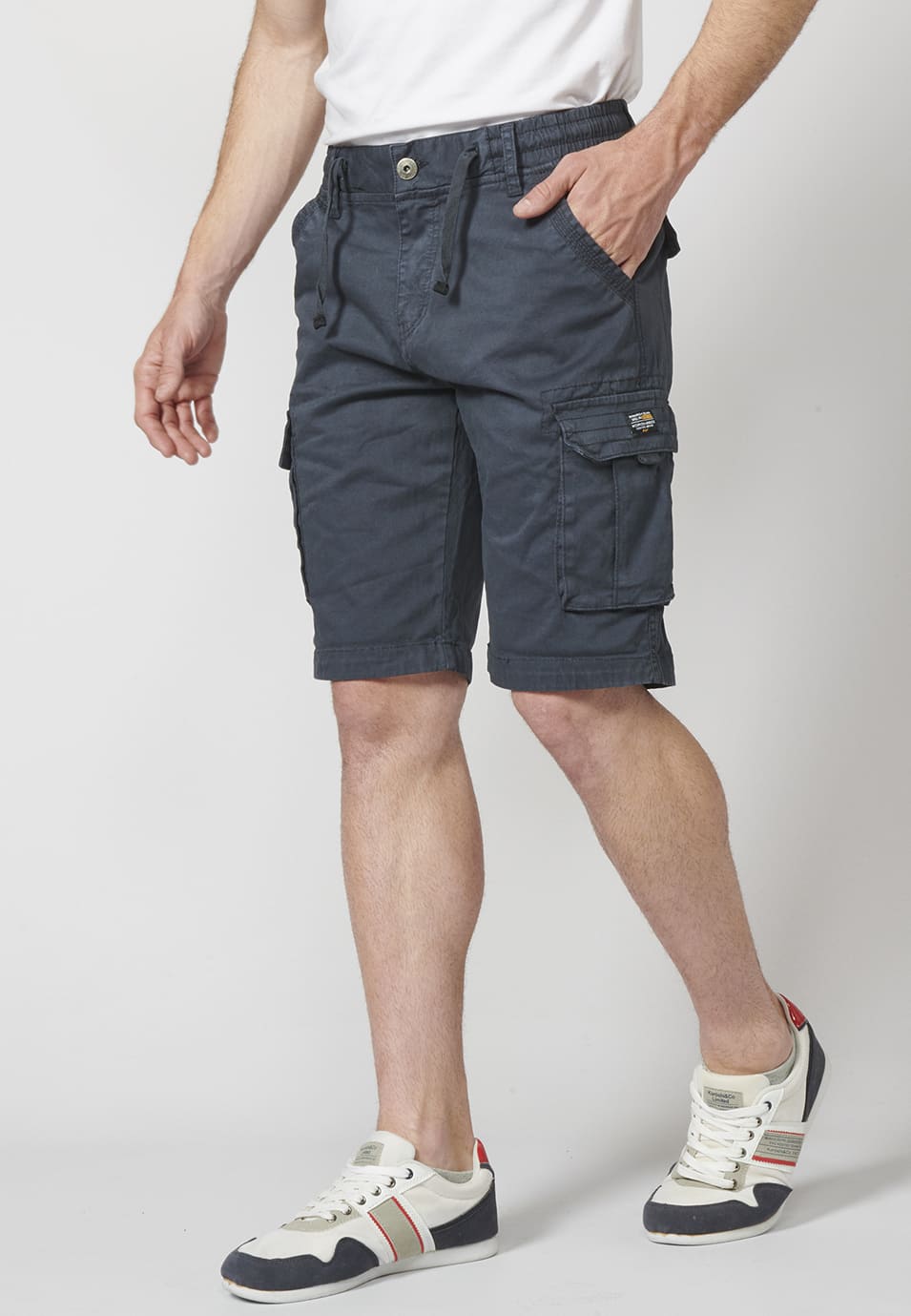 Bermuda Cargo Hombre 7 Bolsillos Cintura Elástica – Koroshi 2211PS12