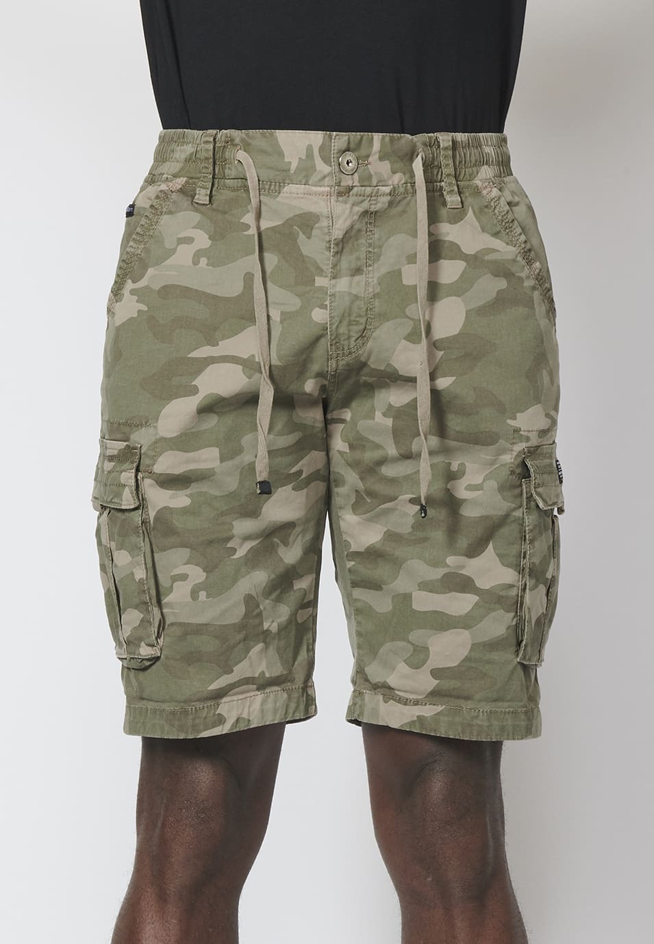 Bermuda Cargo Hombre 7 Bolsillos Cintura Elástica – Koroshi 2211PS12