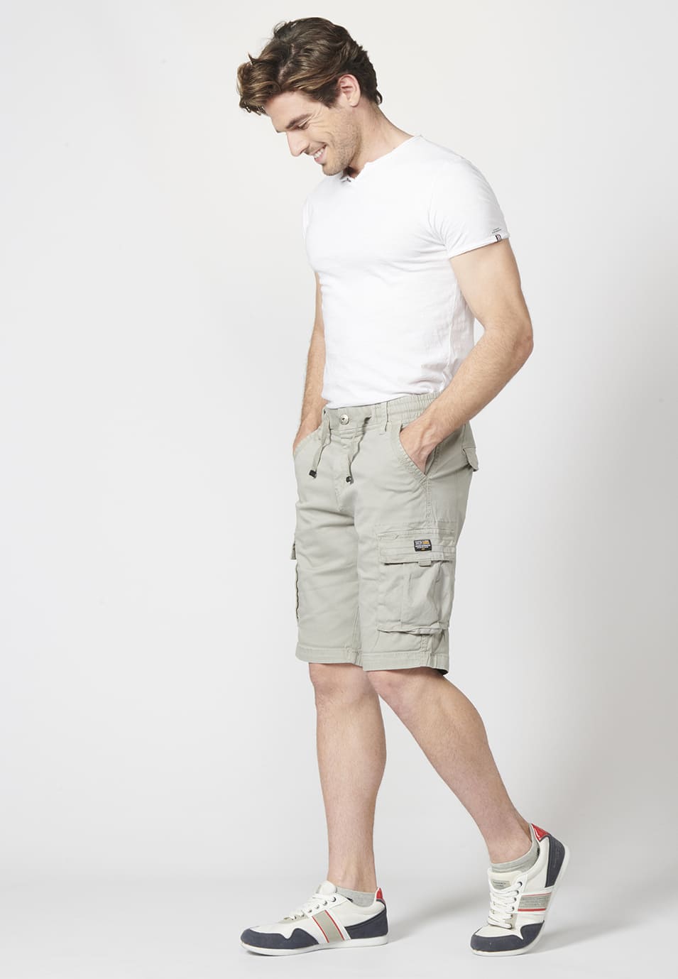 Bermuda Cargo Hombre 7 Bolsillos Cintura Elástica – Koroshi 2211PS12