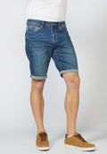 Pantalón Corto Knit Denim Regular Efecto Gastado Hombre Azul Medio – Koroshi
