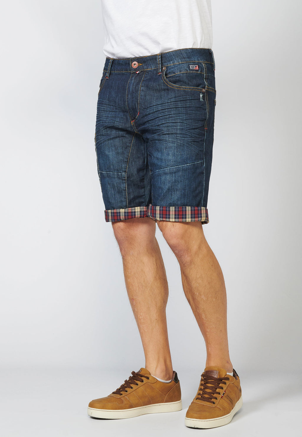 Bermuda Hombre Denim Regular Desgastada Azul Oscuro – Koroshi 2211PS47
