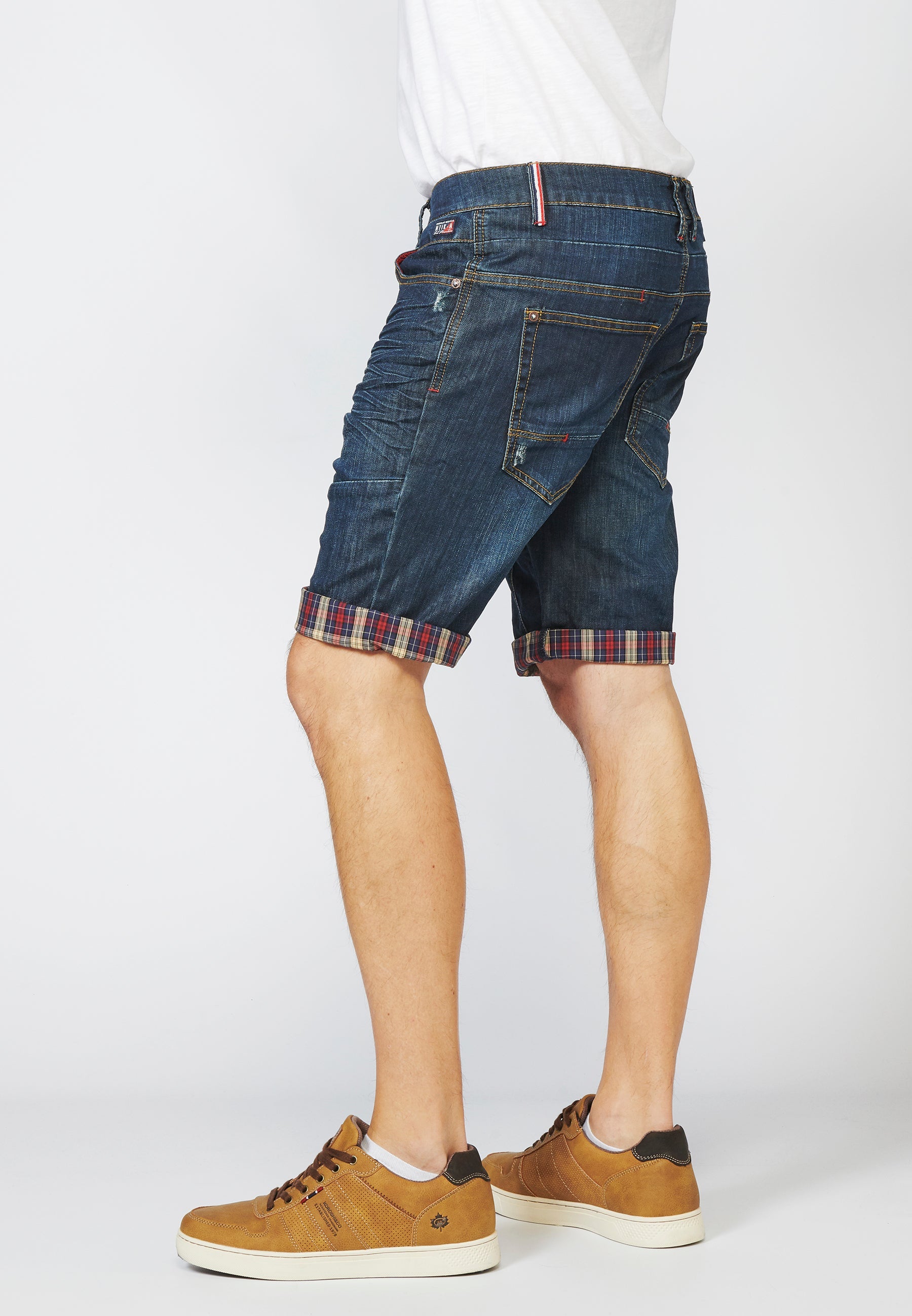 Bermuda Hombre Denim Regular Desgastada Azul Oscuro – Koroshi 2211PS47