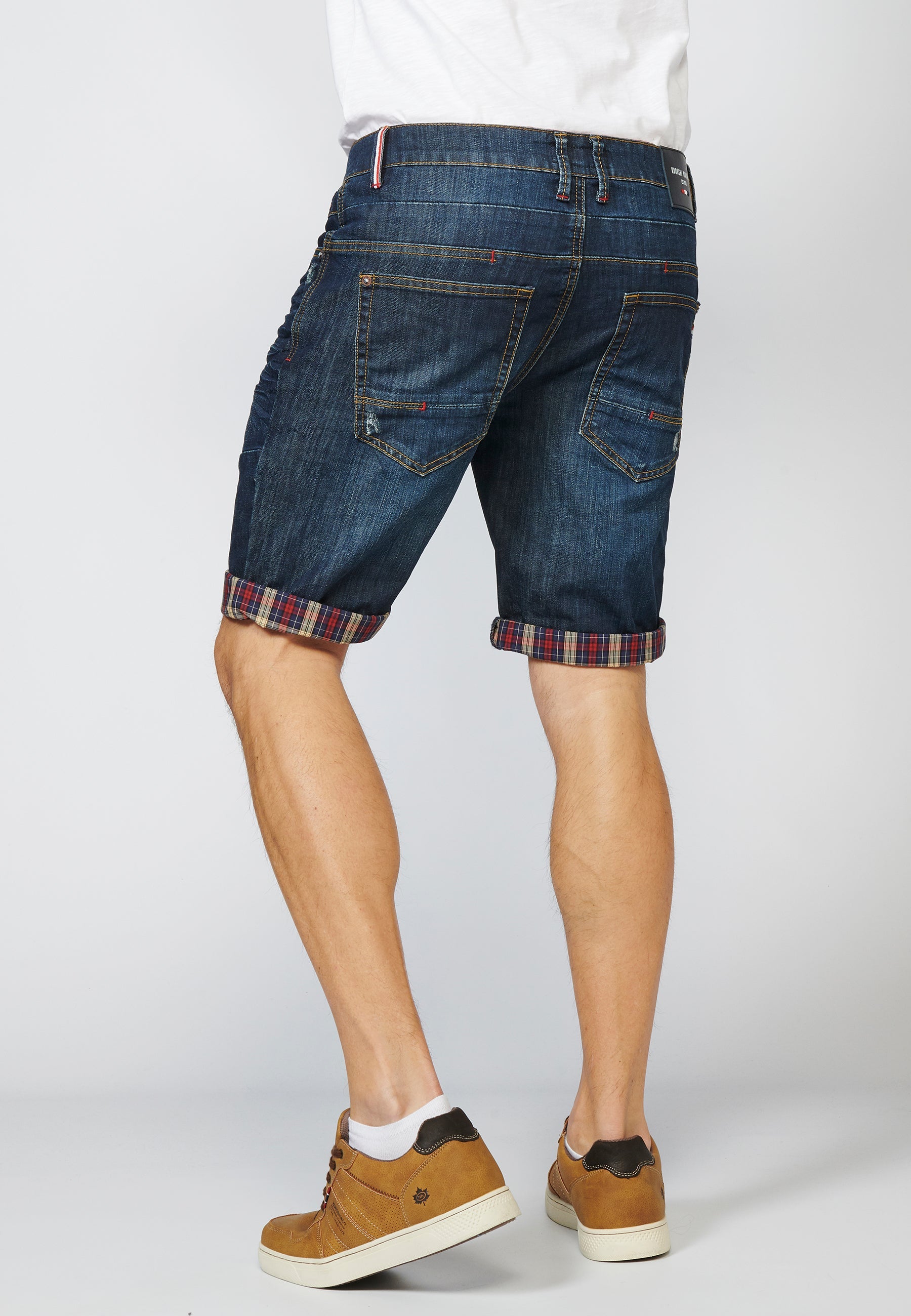 Bermuda Hombre Denim Regular Desgastada Azul Oscuro – Koroshi 2211PS47