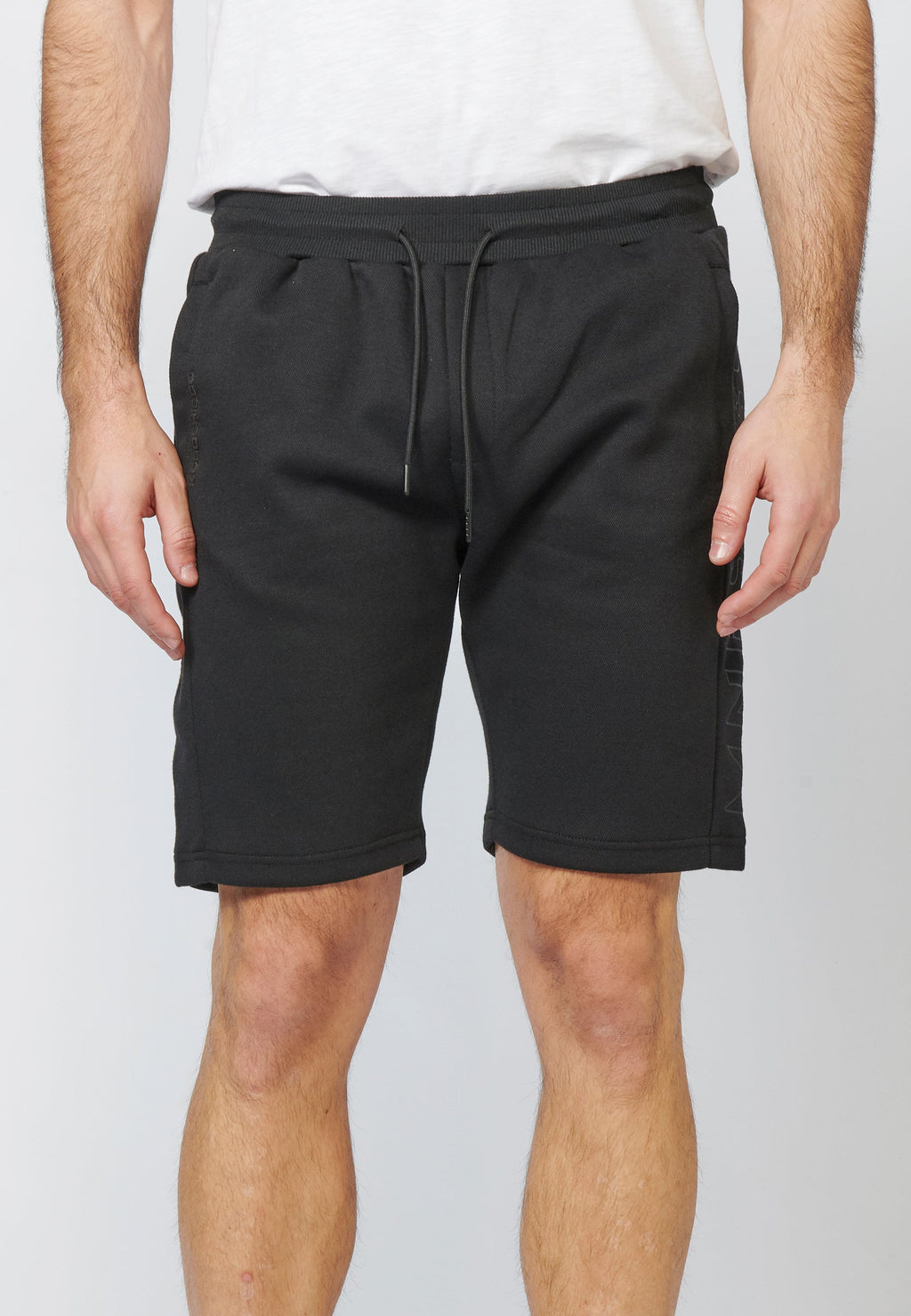 Pantalón Corto Jogger Negro Piqué Cremallera Piezas Laterales Hombre – KOROSHI