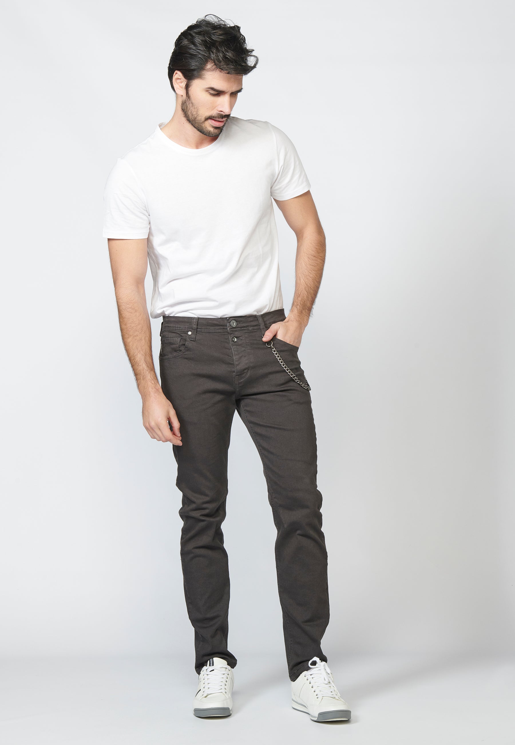 Pantalón Jeans Tapered Fit Hombre con Cadena – Koroshi 2211PT03