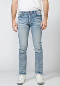 Pantalón Jeans Hombre Slim Fit Knit Denim Efecto Gastado – Koroshi Azul Claro