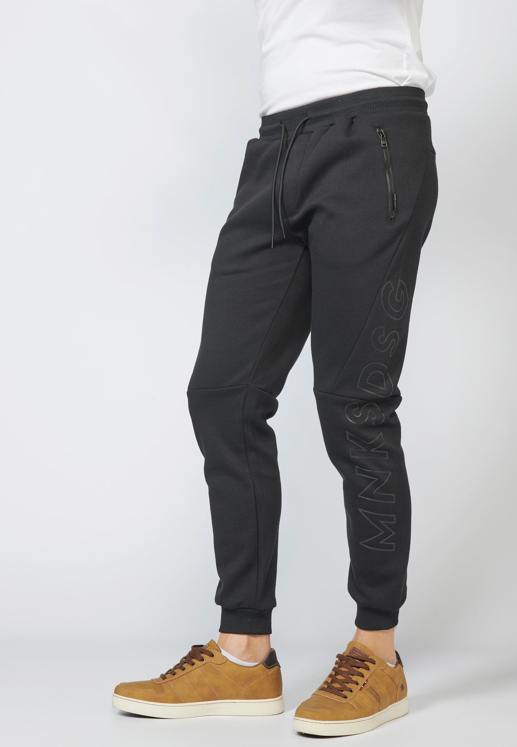 Pantalón Jogger Piqué Hombre Bolsillos con Cremallera – Koroshi Negro