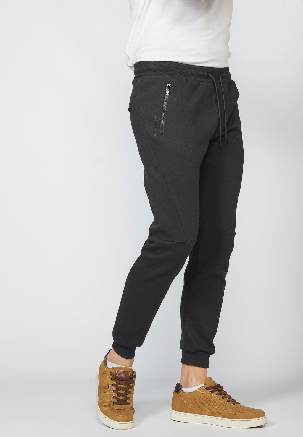 Pantalón Jogger Piqué Hombre Bolsillos con Cremallera – Koroshi Negro