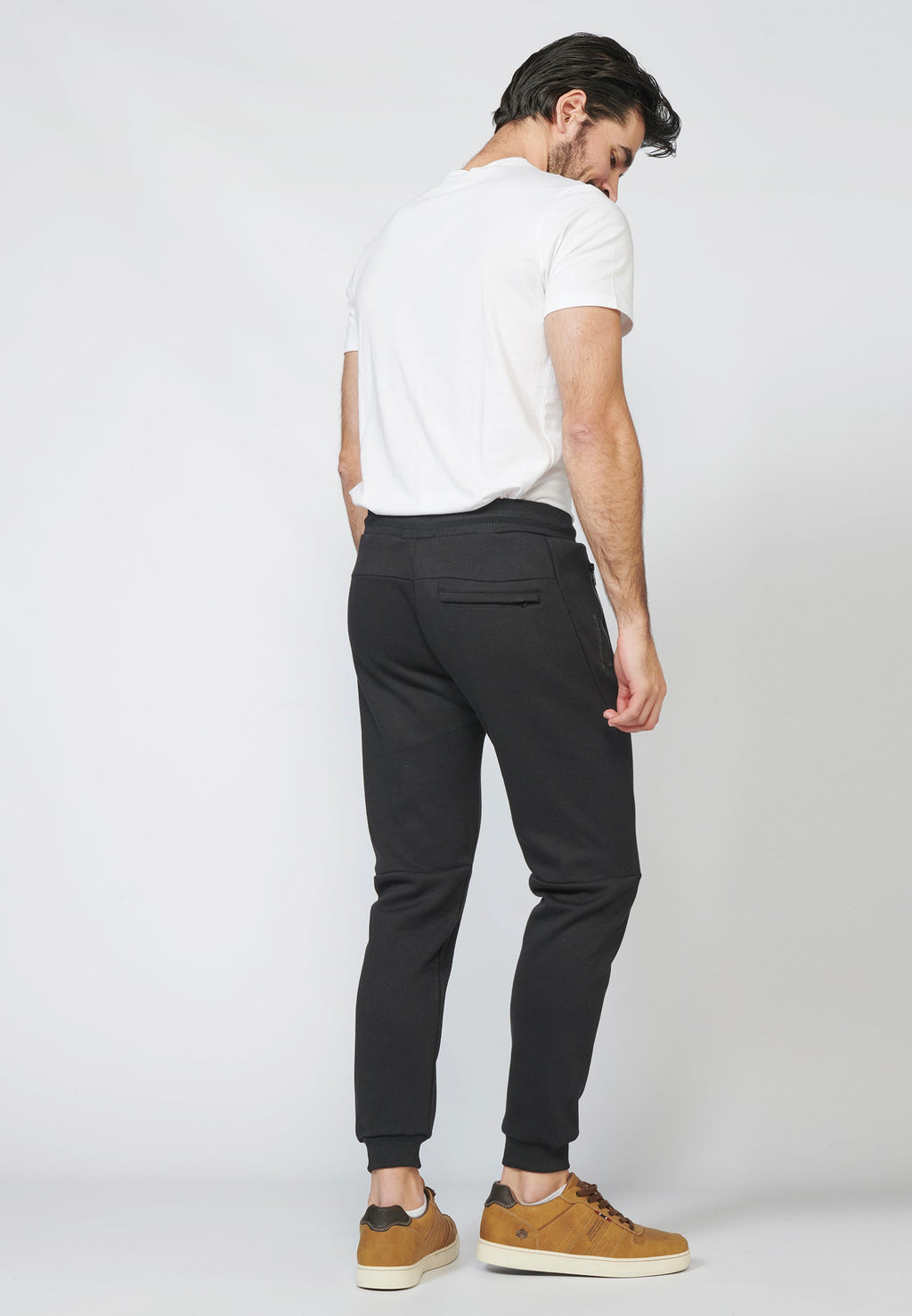 Pantalón Jogger Piqué Hombre Bolsillos con Cremallera – Koroshi Negro