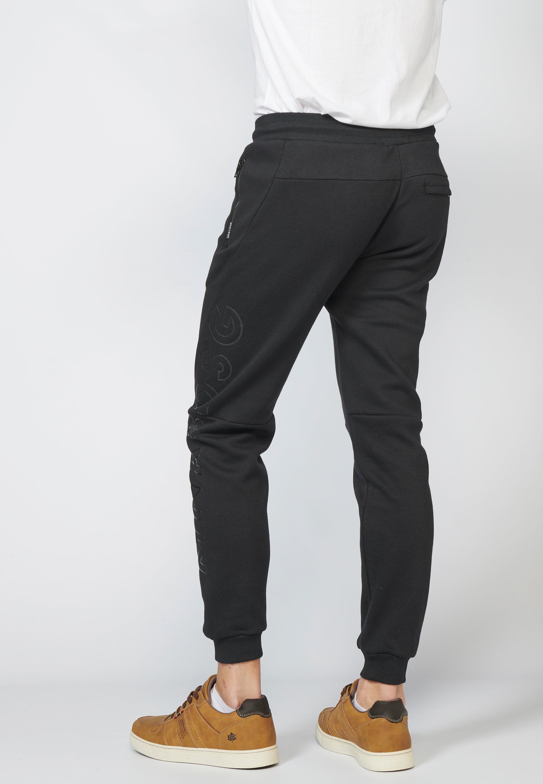 Pantalón Jogger Piqué Hombre Bolsillos con Cremallera – Koroshi Negro