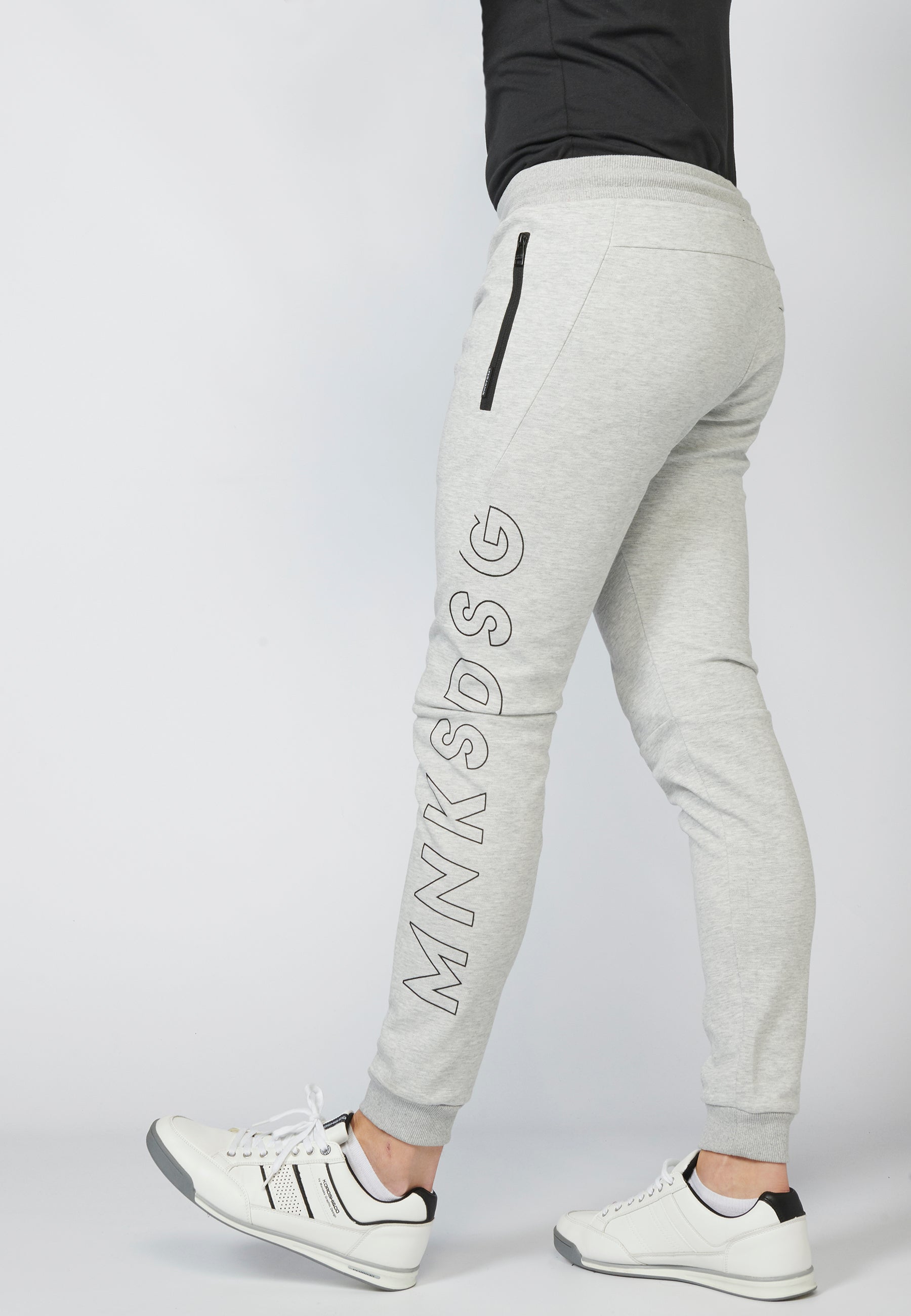 Pantalón largo deportivo jogger piqué con cintura elástica ajustable con cordón para hombre