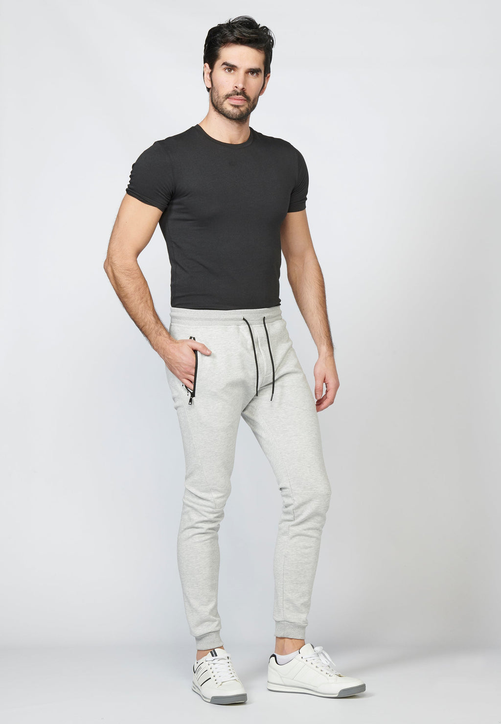 Pantalón largo deportivo jogger piqué con cintura elástica ajustable con cordón para hombre