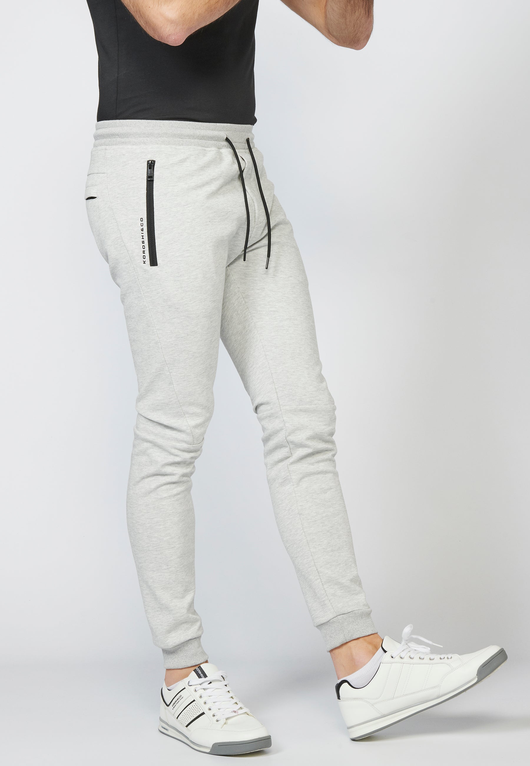 Pantalón largo deportivo jogger piqué con cintura elástica ajustable con cordón para hombre